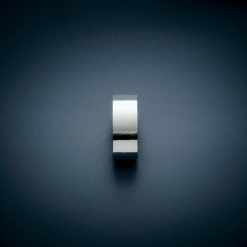 A top view of a serling silver polished bracelet